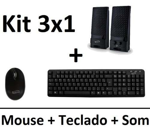 Kit Teclado & Mouse Slim Wireless Newmen - Preto/Branco